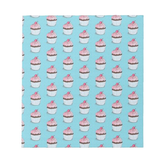Niedliche Cupcakes im blauen Hintergrund Notizblock (Vorderseite)