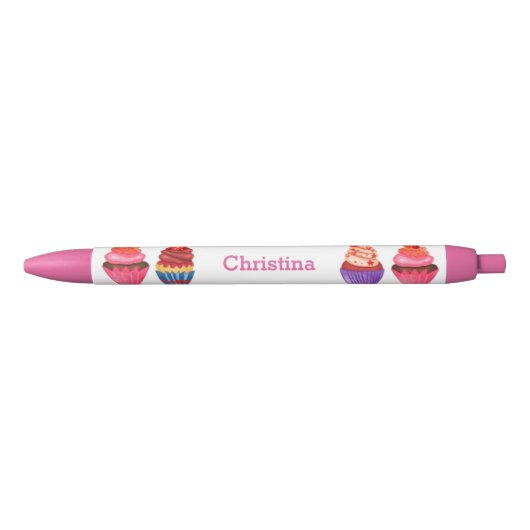 Niedliche Cupcakes Individuelle Name Rosa Pen A12 Kugelschreiber (Vorderseite)