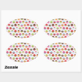 Niedliche Cupcakes Ovaler Aufkleber (Blatt)