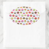 Niedliche Cupcakes Ovaler Aufkleber (Tasche)