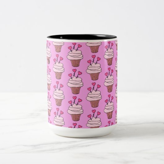 Niedliche Cupcakes Rosa Zweifarbige Tasse (Mittel)