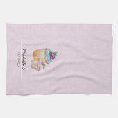 Niedliche Cupcakes und Früchte Aquarell Geschirrtuch (Horizontal)