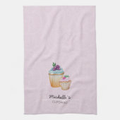 Niedliche Cupcakes und Früchte Aquarell Geschirrtuch (Vertikal)
