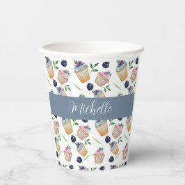 Niedliche Cupcakes und Obst Wasserfarbmuster Pappbecher