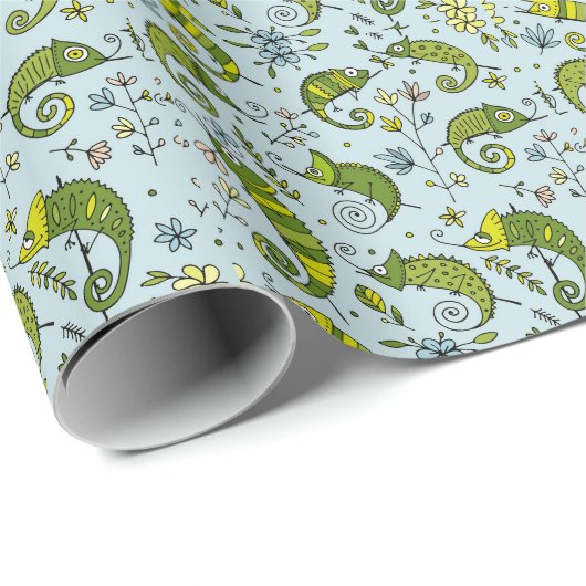 Niedliche Curly Chameleon Reptile Geschenkpapier (Rolleneckpunkt)