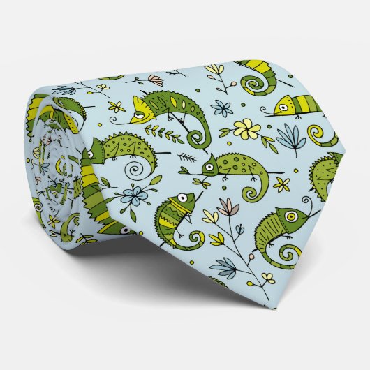 Niedliche Curly Chameleon Reptile Krawatte (Gerollt)