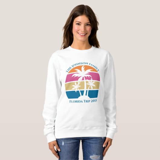 Niedliche Custom Beach Trip Palm Tree Sweatshirt (Vorne ganz)