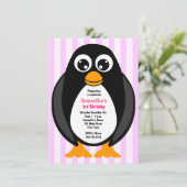 Niedliche Custom Birthday Party Penguin Invite - R Einladung (Stehend Vorderseite)