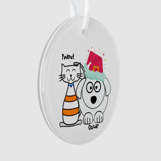 Niedliche Custom Cat & Dog Weihnachten Ornament (Vorderseite)