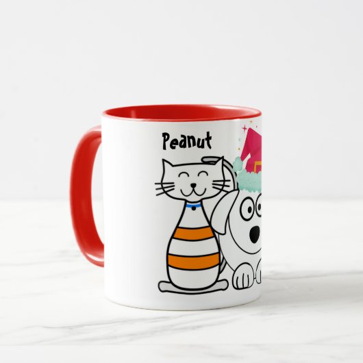 Niedliche Custom Cat & Dog Weihnachtszeit Tasse (Vorderseite Links)