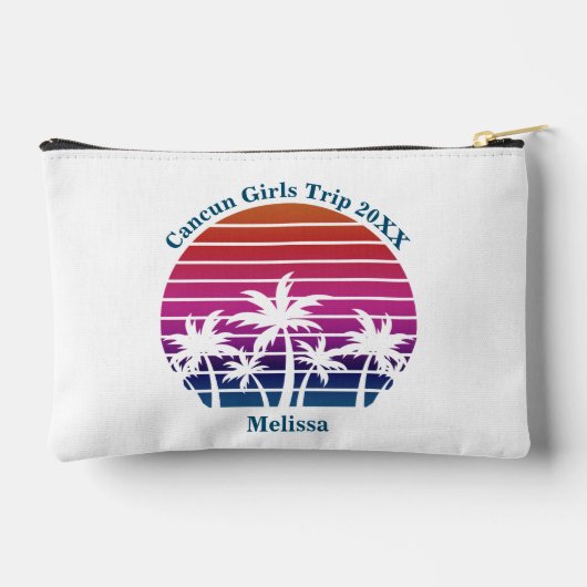 Niedliche Custom Girls Beach Tour Rosa Palme Tree Zubehörtasche (Rückseite)