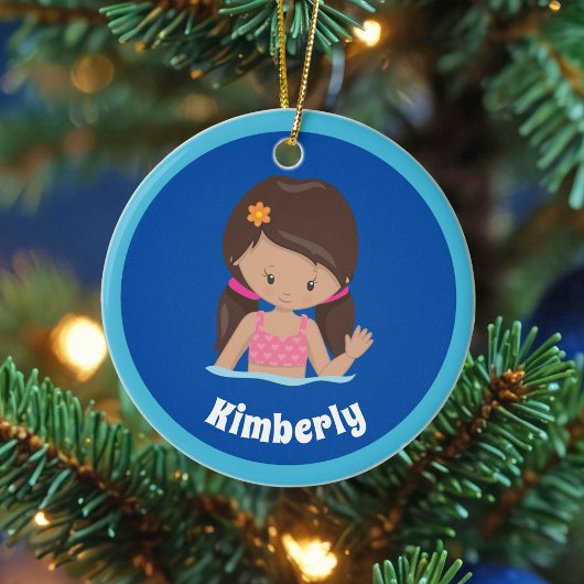 Niedliche Custom Girls Swim Team Weihnachten Keramik Ornament