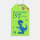 Niedliche Custom Green Blue Dinosaurier Thema Gebu Geschenkanhänger (Rückseite)