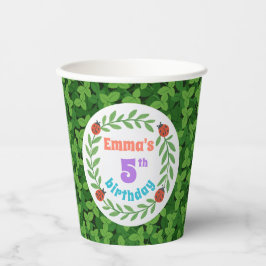 Niedliche Custom Ladybug & Leaf 5. Geburtstag Pappbecher