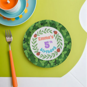 Niedliche Custom Ladybug & Leaf 5. Geburtstag Pappteller