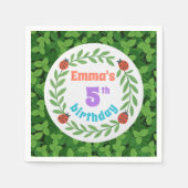 Niedliche Custom Ladybug & Leaf 5. Geburtstag Serviette (Vorderseite)