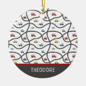 Niedliche Custom Little Boy's Name Auto Weihnachte Keramik Ornament (Vorne)