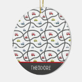 Niedliche Custom Little Boy's Name Auto Weihnachte Keramik Ornament (Links)