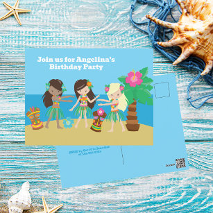 Niedliche Custom Luau Beach Hula Girls Geburtstags Postkarte