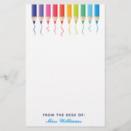 Niedliche Custom School Teacher Rainbow Artistic Briefpapier