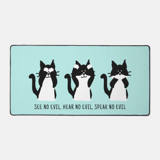 Niedliche Custom Schwarz-weiß Tuxedo Cats Aqua Blu Schreibtischunterlage (Vorderseite)