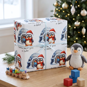 Niedliche Custom Weihnachtsmannmütze Pinguin Snow Geschenkpapier
