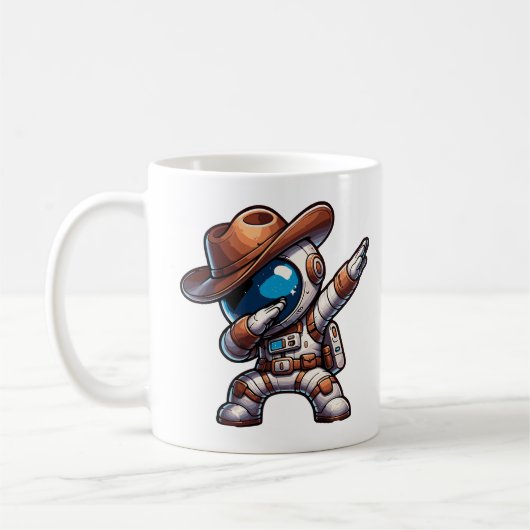 Niedliche Dabbing Astronaut Cowboy Space Halloween Kaffeetasse (Links)
