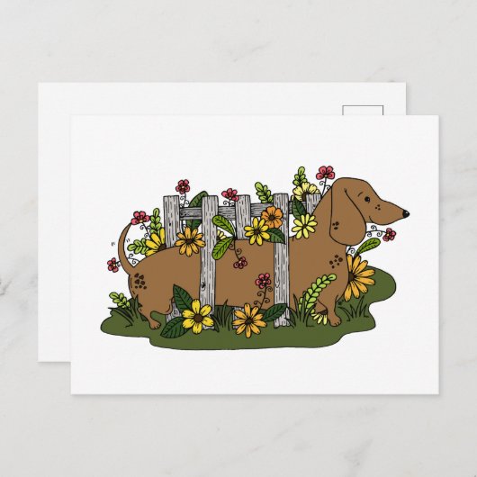 Niedliche Dachsund Postkarte oder Mini-Kunst (Vorne/Hinten)