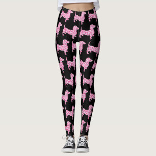 Niedliche Dackel aus kleinen rosa Herzen Leggings
