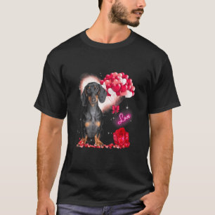 Niedliche Dackel Ballon Herz Valentine's Day Valen T-Shirt