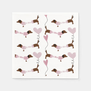 Niedliche Dackel Dackel Dog meine Valentine Serviette