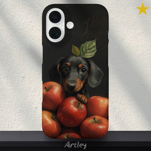 Niedliche Dackel Dog Peeking Apple Painting Initia Case-Mate iPhone Hülle