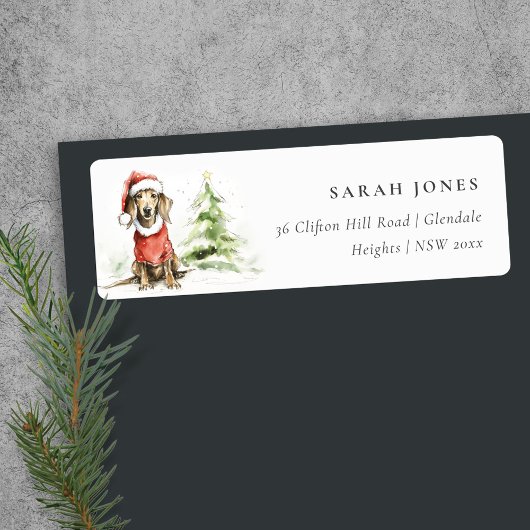 Niedliche Dackel Dog Watercolor Weihnachtsadresse
