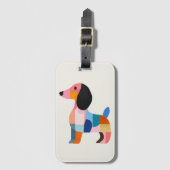 Niedliche Dackel - Farbblock-Gepäckmarke Gepäckanhänger (Vorderseite Vertikal)