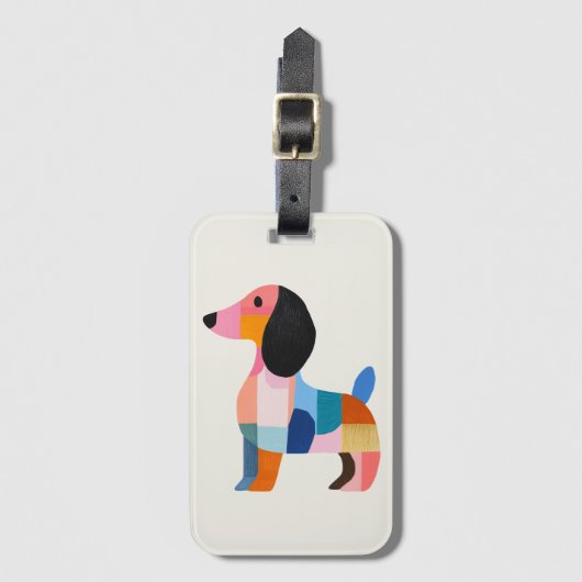 Niedliche Dackel - Farbblock-Gepäckmarke Gepäckanhänger (Vorderseite Vertikal)