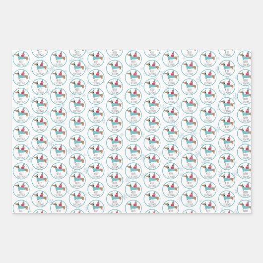 Niedliche Dackel Frohe Weihnachten Geschenkpapier Set (Vorderseite 2)