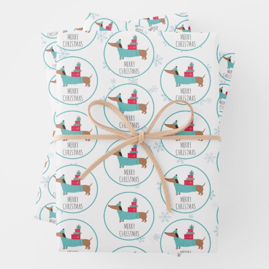 Niedliche Dackel Frohe Weihnachten Geschenkpapier Set (Beispiel)