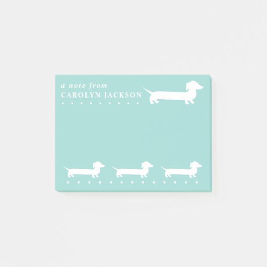 Niedliche Dackel, hellgrüne BG-Farbe Post-it Klebezettel (Vorderseite)