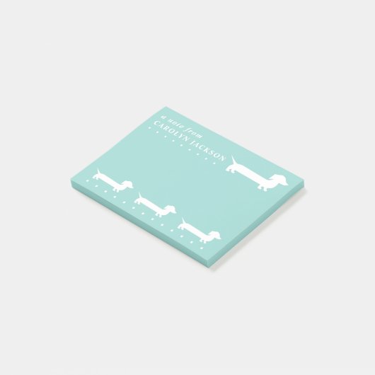 Niedliche Dackel, hellgrüne BG-Farbe Post-it Klebezettel (angewinkelt)