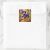 Niedliche Dackel Hexe Quadratischer Aufkleber (Tasche)