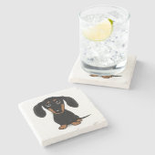 Niedliche Dackel Hund aus Schwarz und Tan Dackel Steinuntersetzer (Seitenansicht)