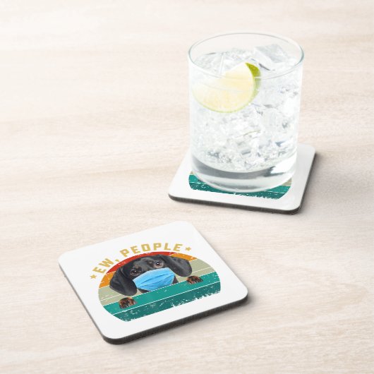 Niedliche Dackel Hund Ew Menschen tragen ein Gesic Getränkeuntersetzer (Rechte Seite)