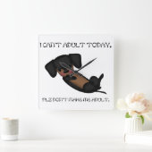 Niedliche Dackel Hund Funny Black und Tan Puppy Quadratische Wanduhr (Zuhause)
