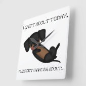 Niedliche Dackel Hund Funny Black und Tan Puppy Quadratische Wanduhr (Winkel)