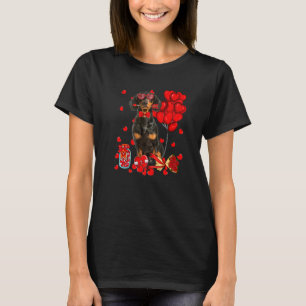 Niedliche Dackel Hund Funny Heart Valentinstag Hun T-Shirt