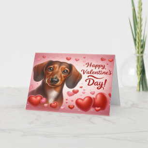 Niedliche Dackel Hund glücklich Valentinstag Urlau Feiertagskarte
