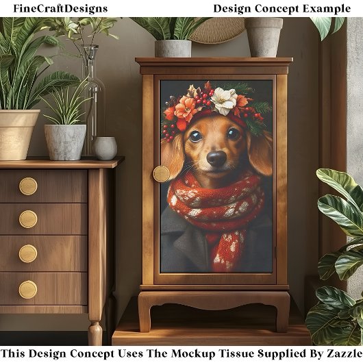 Niedliche Dackel Hund in festem Scarf ED9R Decoupa Seidenpapier