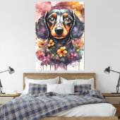 Niedliche Dackel Hund in Wasserfarbe Leinwanddruck (Insitu (Schlafzimmer))