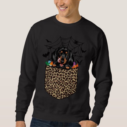 Niedliche Dackel Hund Lover Leopard Dackel Halbe Sweatshirt (Vorderseite)