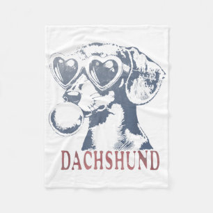 Niedliche Dackel Hund mit Gummi aus Herzglas Fleecedecke